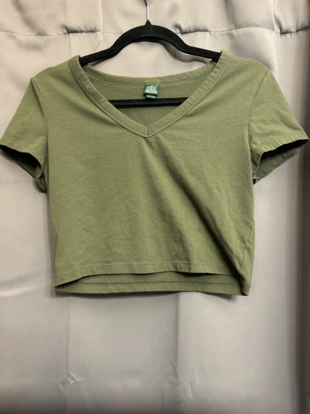 wild fable Olive Green V-Neck Cropped Tee